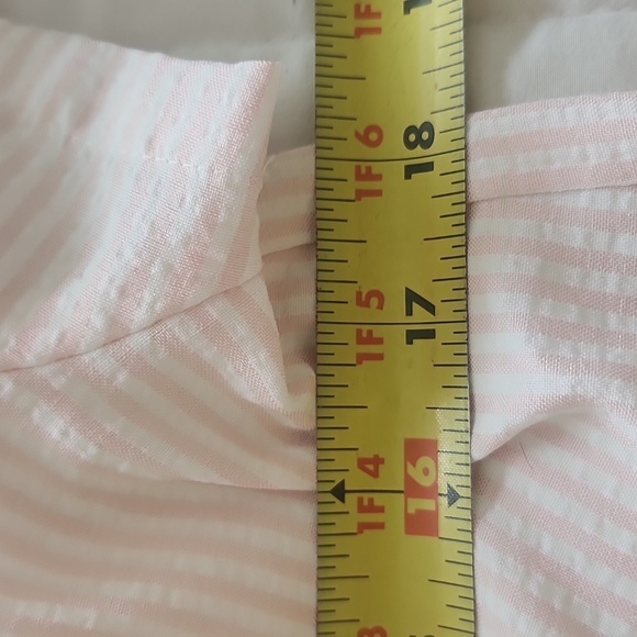NWT RENWICK Short Sleeve Button Front Seersucker Polo Dress  Pink & White M - Picture 14 of 16
